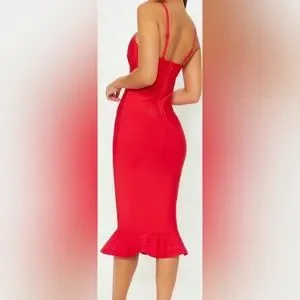 red bandage frill hem bodycon dress Prettylittlething Ksa Red Bandage Frill Hem Bodycon Dress Plt Red Bandage  Dress New Arrivals